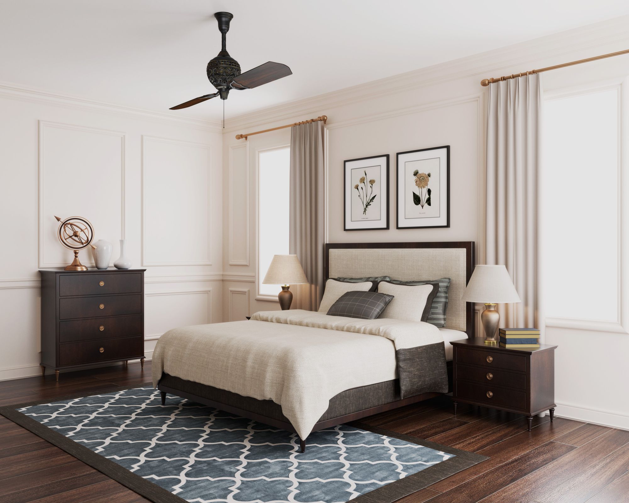 Image 5 60" Hunter 1886 Limited Edition 2-Blade Ceiling Fan with Pull Chain more views