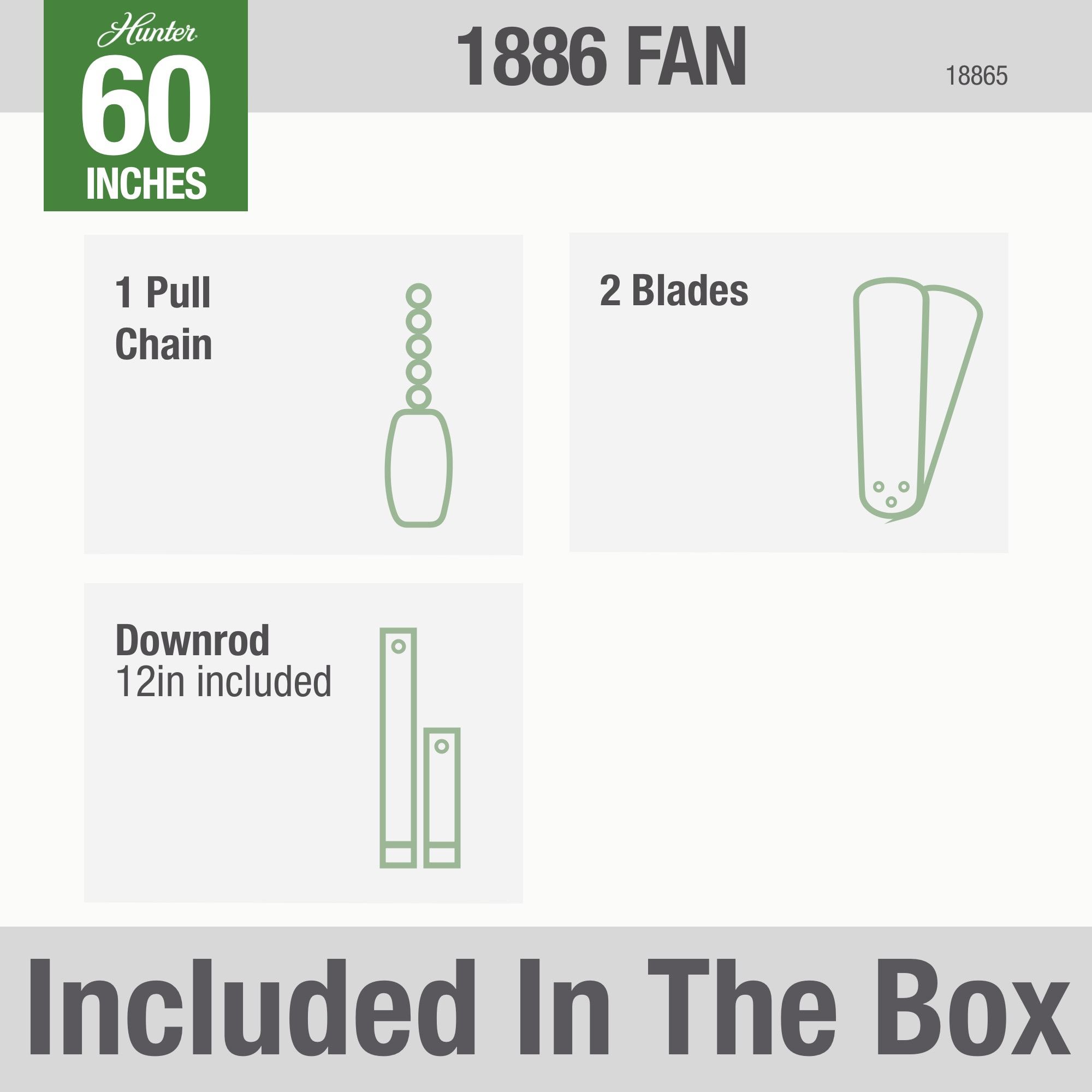 60" Hunter 1886 Limited Edition 2-Blade Ceiling Fan with Pull Chain