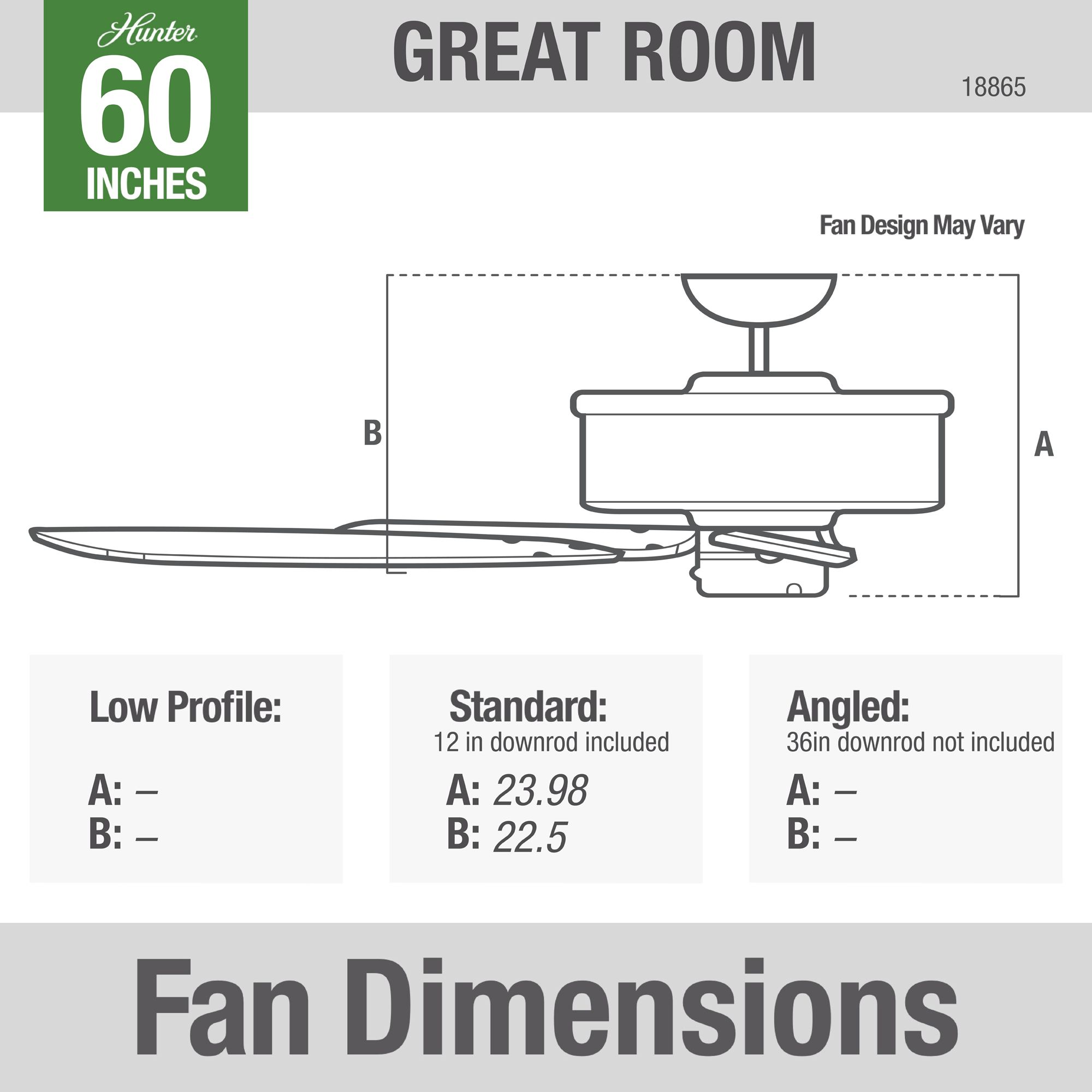 60" Hunter 1886 Limited Edition 2-Blade Ceiling Fan with Pull Chain