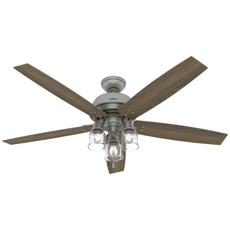 Image 1 60 inch Hunter Churchwell Matte Silver Ceiling Fan with LED Light Kit