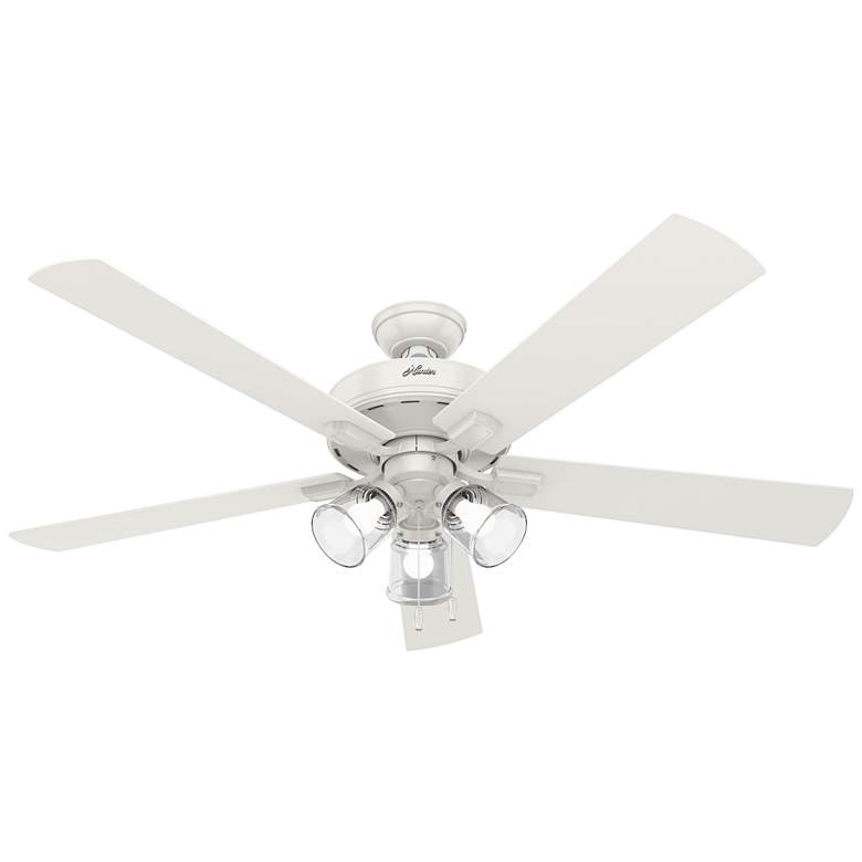 Image 1 60" Hunter Crestfield Fresh White Ceiling Fan with LED Light Kit