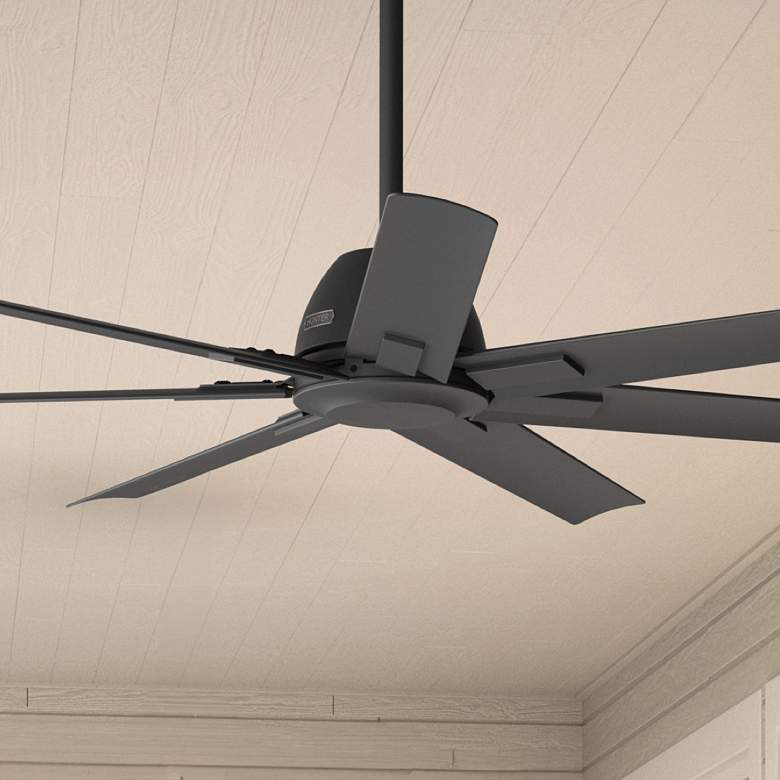 Image 1 60" Hunter Downtown Matte Black Damp Ceiling Fan with Wall Control