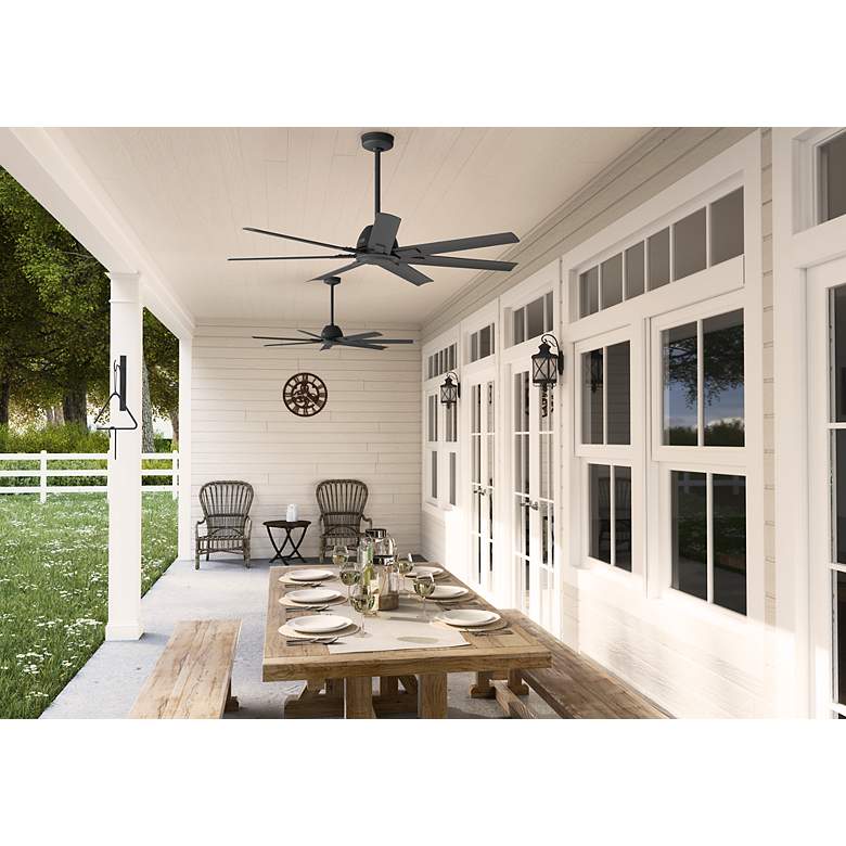 Image 5 60" Hunter Downtown Matte Black Damp Ceiling Fan with Wall Control more views
