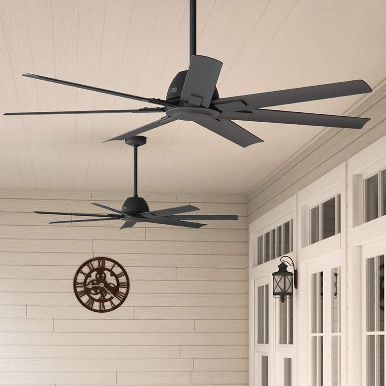 Image 6 60" Hunter Downtown Matte Black Damp Ceiling Fan with Wall Control more views