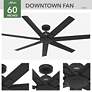 7_60" Hunter Downtown Matte Black Damp Ceiling Fan with Wall Control more views