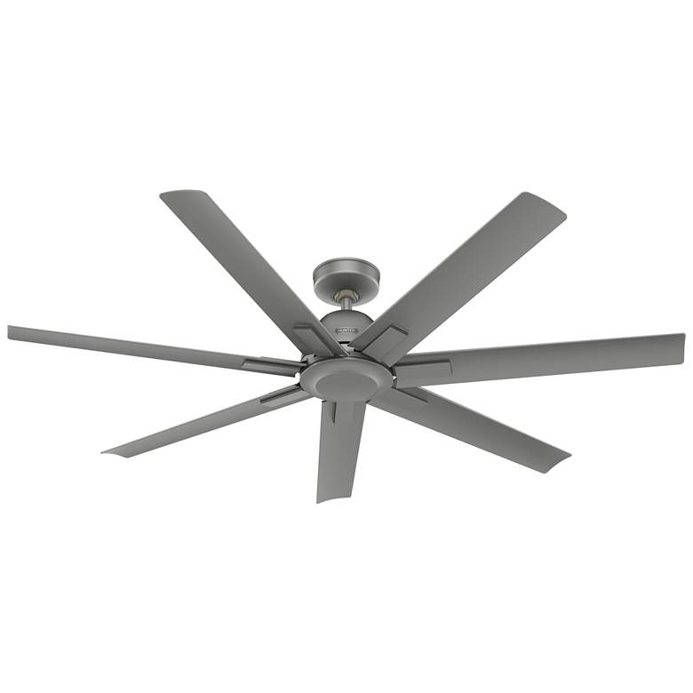 Image 1 60 inch Hunter Downtown Matte Silver Damp Ceiling Fan with Wall Control