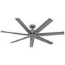 60" Hunter Downtown Matte Silver Damp Ceiling Fan with Wall Control