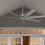 Thumbnail1 of 60" Hunter Downtown Matte Silver Damp Ceiling Fan with Wall Control