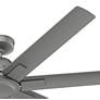 Thumbnail3 of 60" Hunter Downtown Matte Silver Damp Ceiling Fan with Wall Control more views