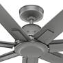 Thumbnail4 of 60" Hunter Downtown Matte Silver Damp Ceiling Fan with Wall Control more views