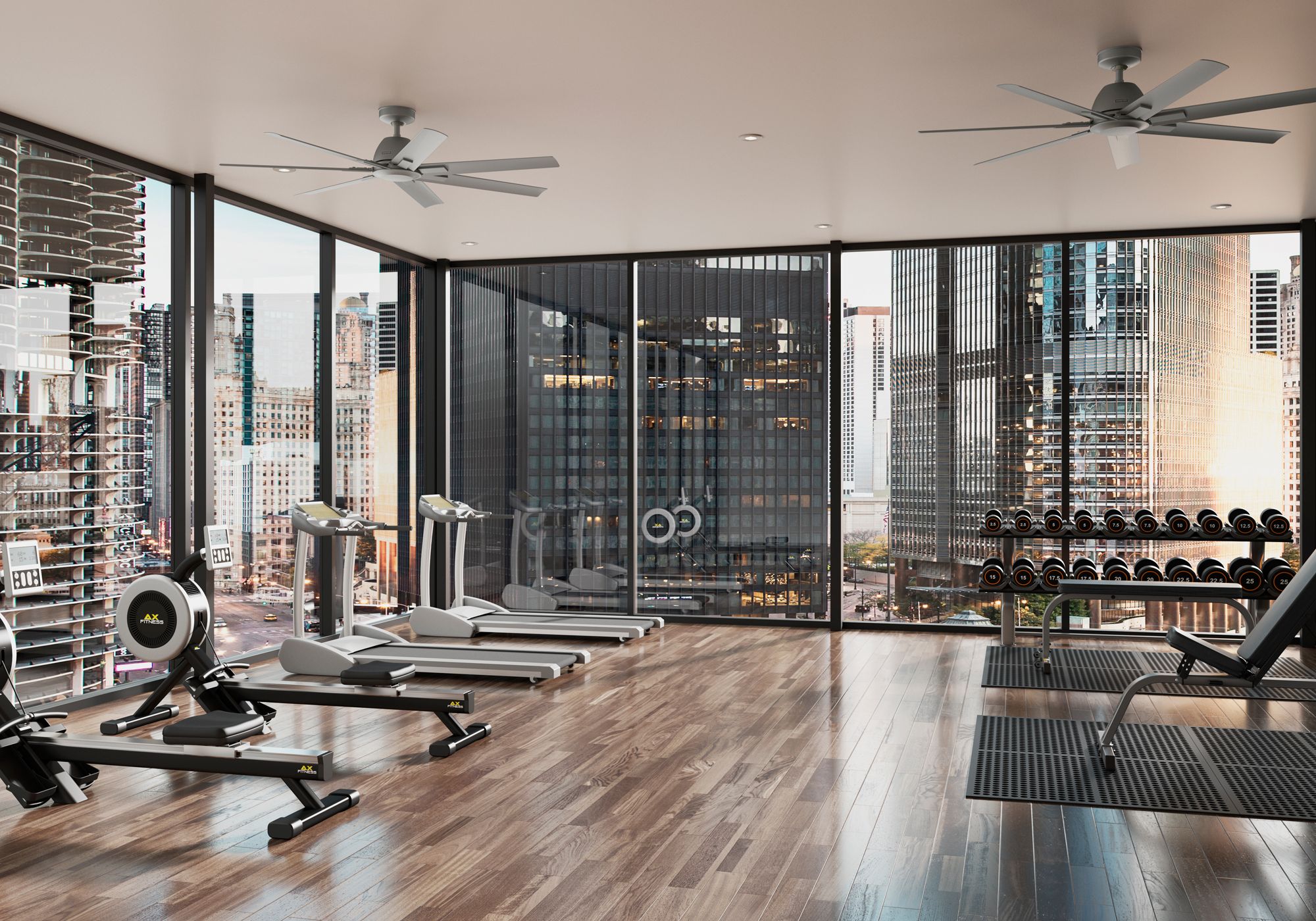 Image 6 60" Hunter Downtown Matte Silver Damp Ceiling Fan with Wall Control more views