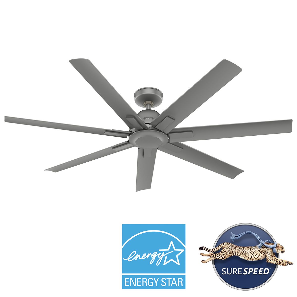 Image 7 60" Hunter Downtown Matte Silver Damp Ceiling Fan with Wall Control more views