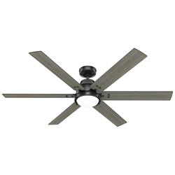 60" Hunter Gravity Matte Black LED Smart Ceiling Fan