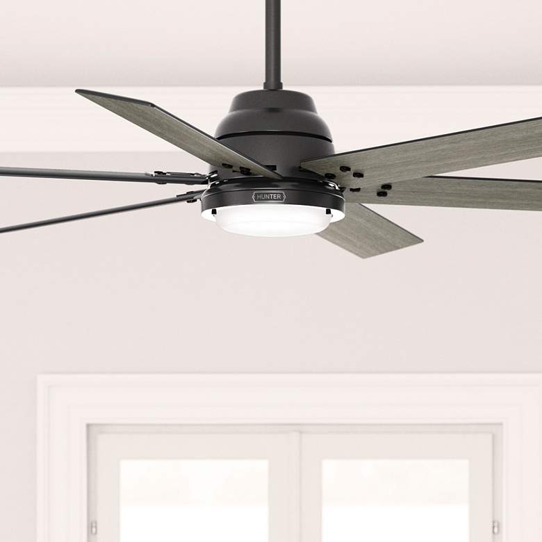 Image 1 60" Hunter Gravity Matte Black LED Smart Ceiling Fan