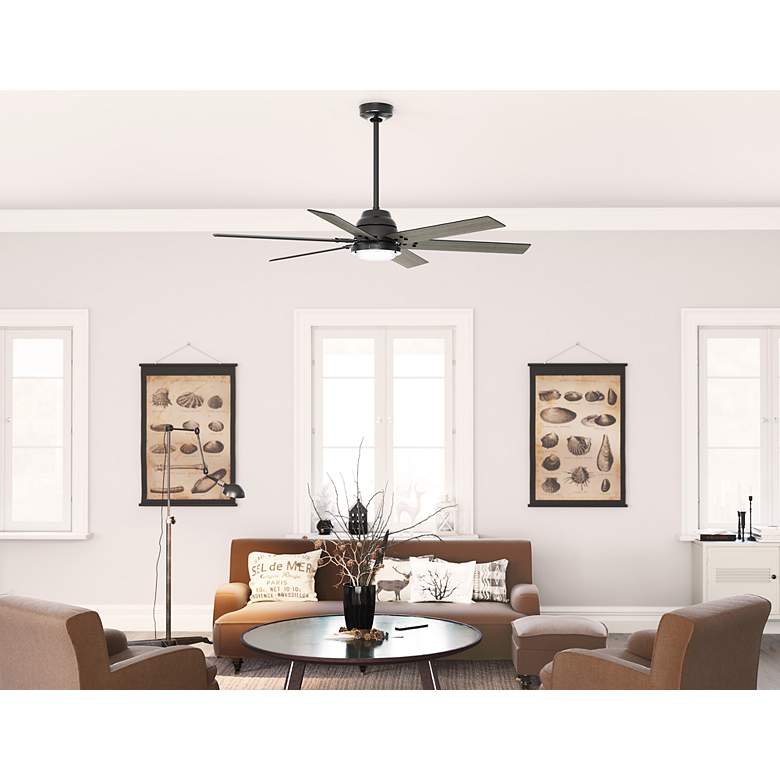 Image 5 60" Hunter Gravity Matte Black LED Smart Ceiling Fan more views