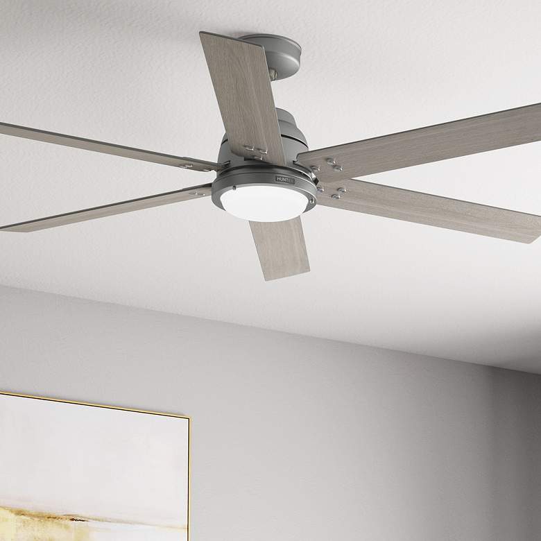 Image 1 60" Hunter Gravity Matte Silver LED Smart Ceiling Fan