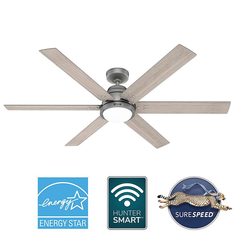 Image 7 60" Hunter Gravity Matte Silver LED Smart Ceiling Fan more views
