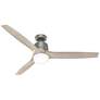 60" Hunter Neuron LED Matte Silver Chocolate Ceiling Fan with Remote