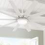 60" Hunter Overton White Damp Rated Ceiling Fan with Wall Control