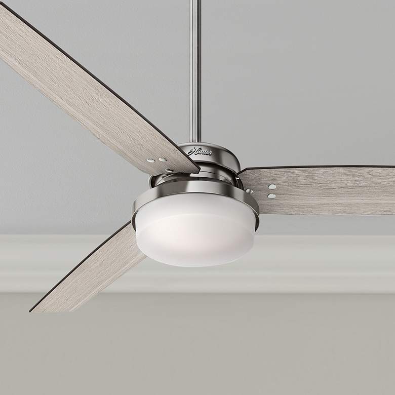 Image 1 60 inch Hunter Sentinel Brushed Nickel LED Ceiling Fan with Remote