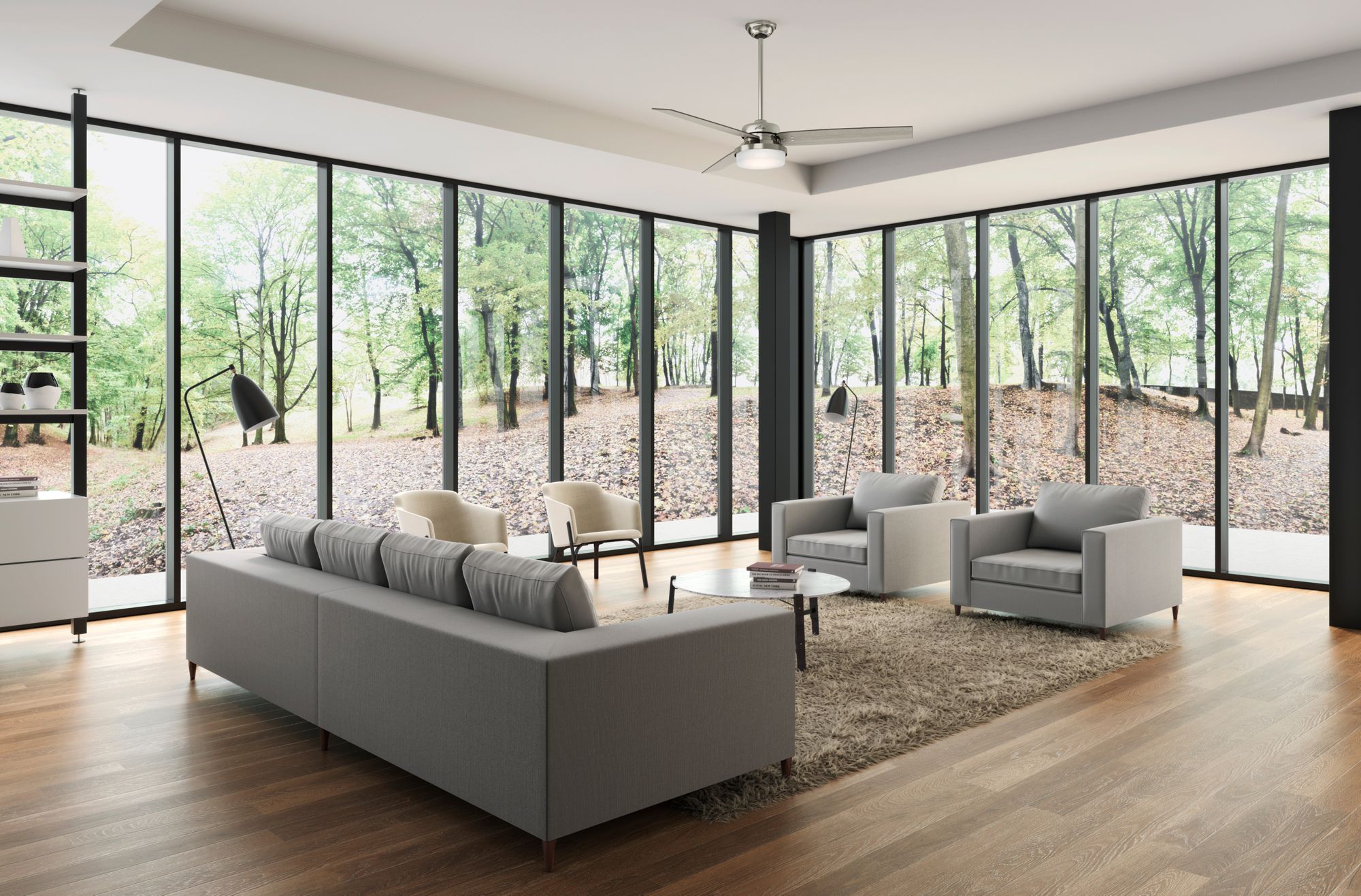 Image 4 60" Hunter Sentinel Brushed Nickel LED Ceiling Fan with Remote more views