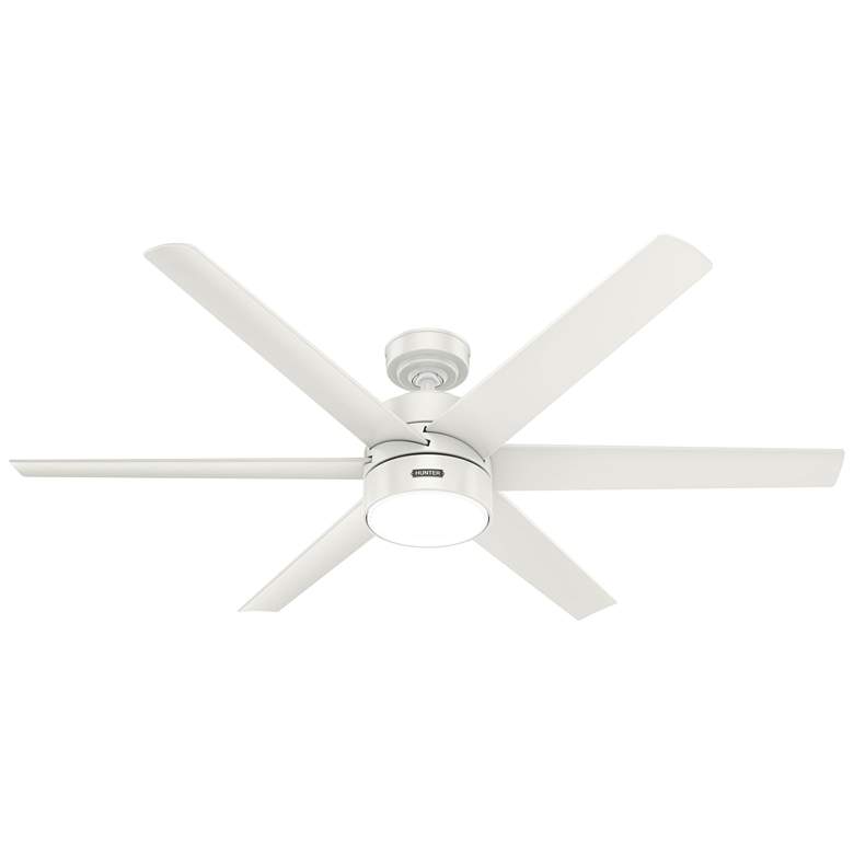 Image 1 60 inch Hunter Solaria LED Damp Rated White Ceiling Fan with Wall Control