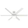 60" Hunter Solaria LED Damp Rated White Ceiling Fan with Wall Control