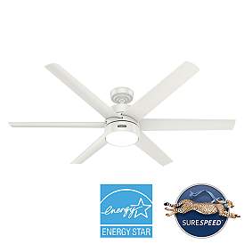 Image5 of 60" Hunter Solaria LED Damp Rated White Ceiling Fan with Wall Control more views