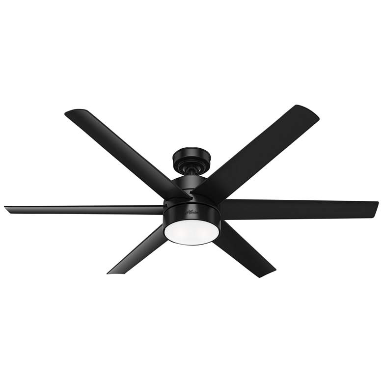 Image 2 60 inch Hunter Solaria Matte Black Damp Rated Fan with Wall Control