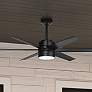 60" Hunter Solaria Matte Black Damp Rated Fan with Wall Control