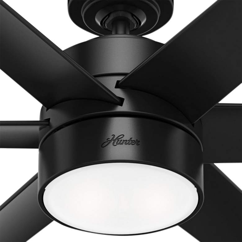 Image 3 60" Hunter Solaria Matte Black Damp Rated Fan with Wall Control more views