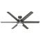 60" Hunter Solaria Silver LED Damp Rated Ceiling Fan with Wall Control