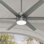 60" Hunter Solaria Silver LED Damp Rated Ceiling Fan with Wall Control in scene
