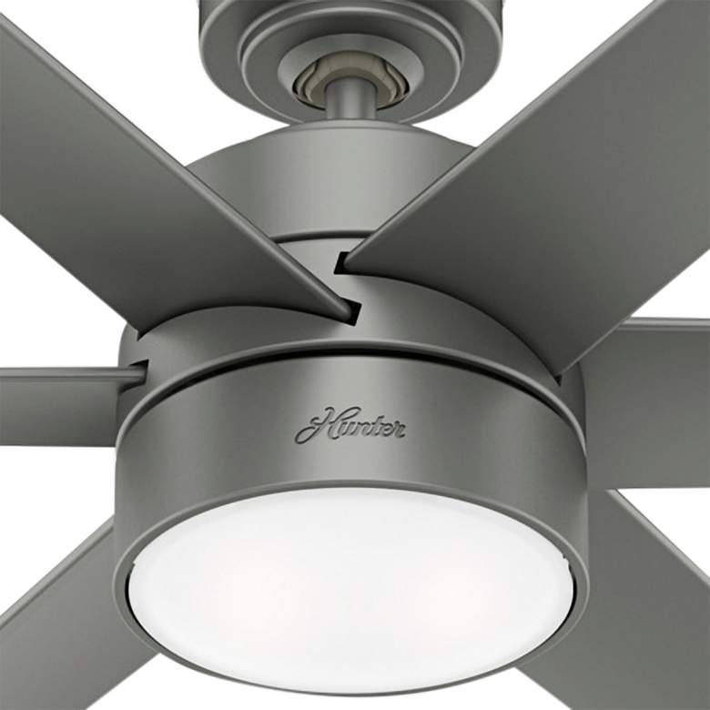 Image 4 60" Hunter Solaria Silver LED Damp Rated Ceiling Fan with Wall Control more views