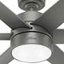 60" Hunter Solaria Silver LED Damp Rated Ceiling Fan with Wall Control in scene