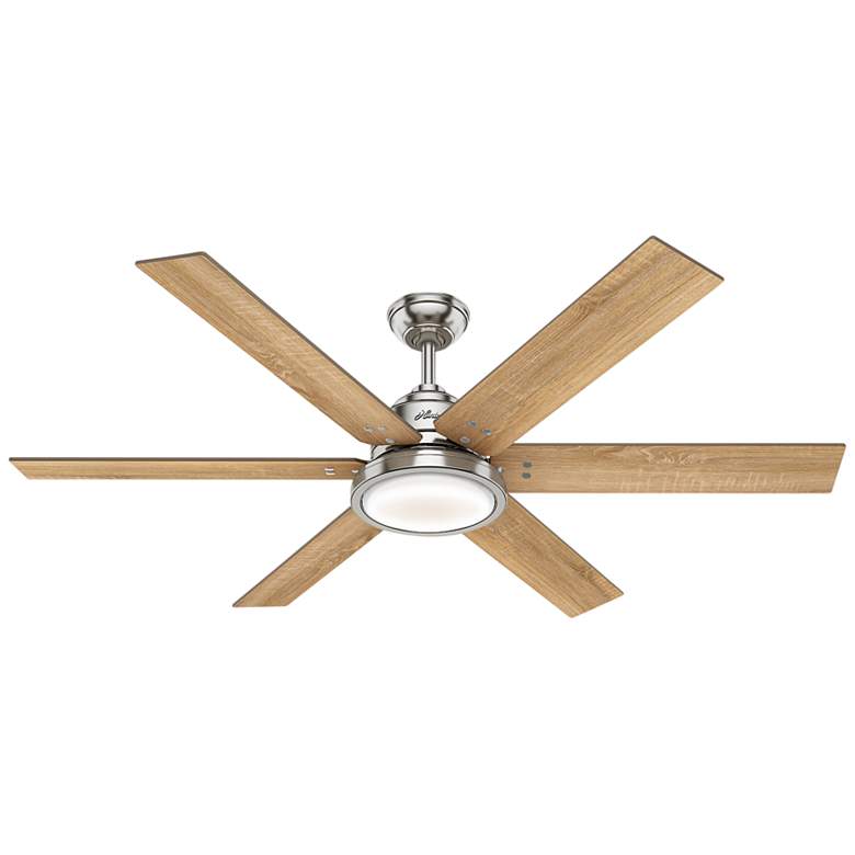 Image 3 60 inch Hunter Warrant Brushed Nickel LED DC Ceiling Fan with Wall Control