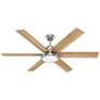 60" Hunter Warrant Brushed Nickel LED DC Ceiling Fan with Wall Control in scene