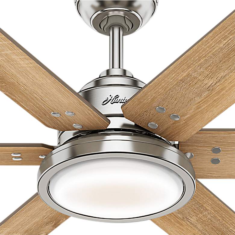 Image 4 60" Hunter Warrant Brushed Nickel LED DC Ceiling Fan with Wall Control more views