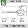 60" Hunter Warrant Brushed Nickel LED DC Ceiling Fan with Wall Control in scene