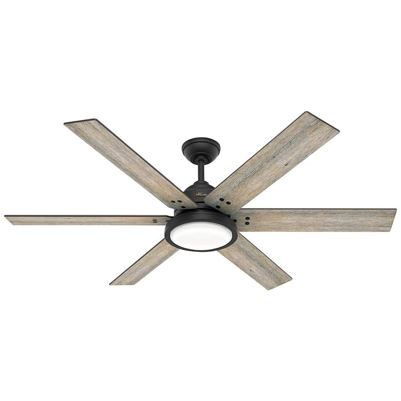Image 2 60" Hunter Warrant Matte Black LED DC Ceiling Fan with Wall Control