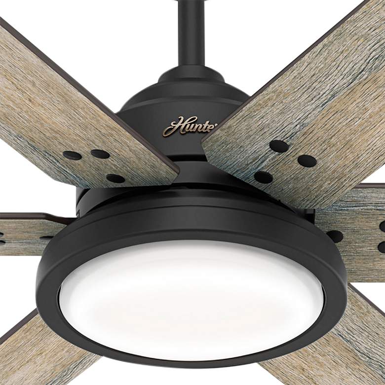 60&quot; Hunter Warrant Matte Black LED DC Ceiling Fan with Wall Control more views