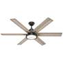 60" Hunter Warrant Noble Bronze LED DC Ceiling Fan with Wall Control in scene