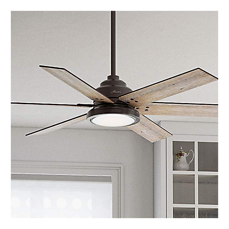 Image 2 60" Hunter Warrant Noble Bronze LED DC Ceiling Fan with Wall Control