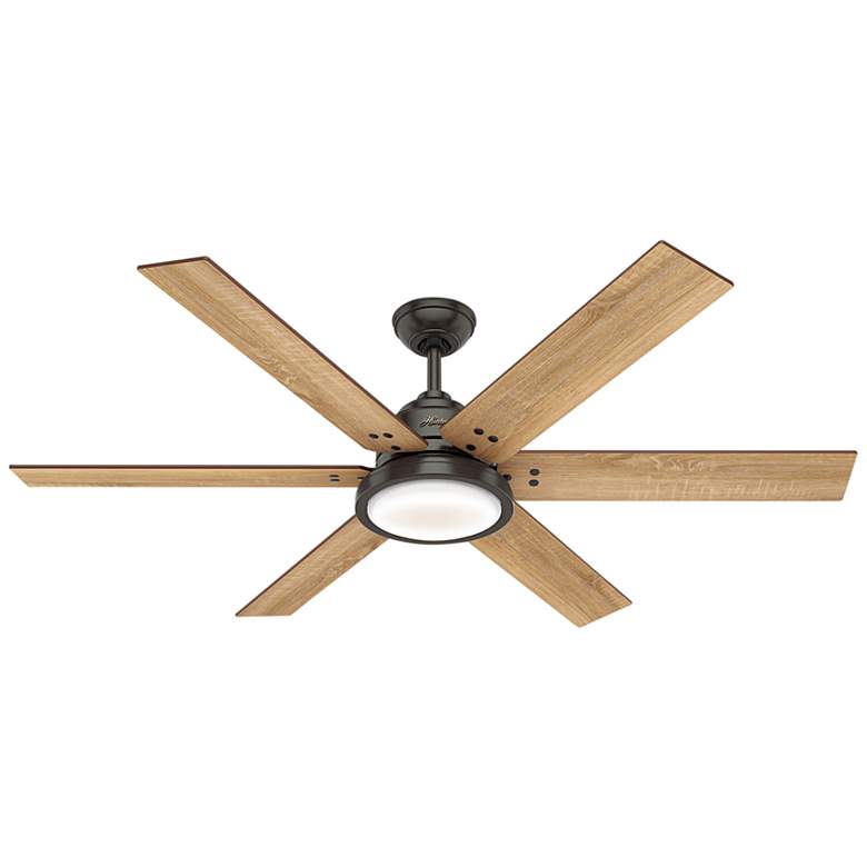 Image 6 60" Hunter Warrant Noble Bronze LED DC Ceiling Fan with Wall Control more views