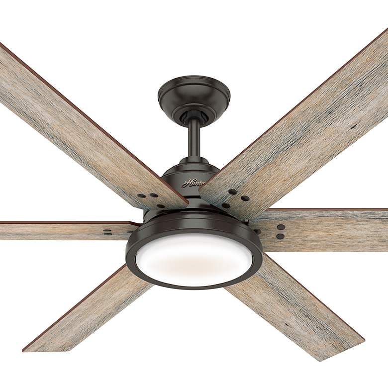 Image 7 60" Hunter Warrant Noble Bronze LED DC Ceiling Fan with Wall Control more views