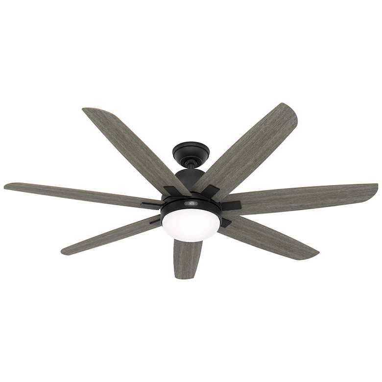 Image 1 60 inch Hunter Wilder LED 7-Blade Matte Black Fan with Wall Control