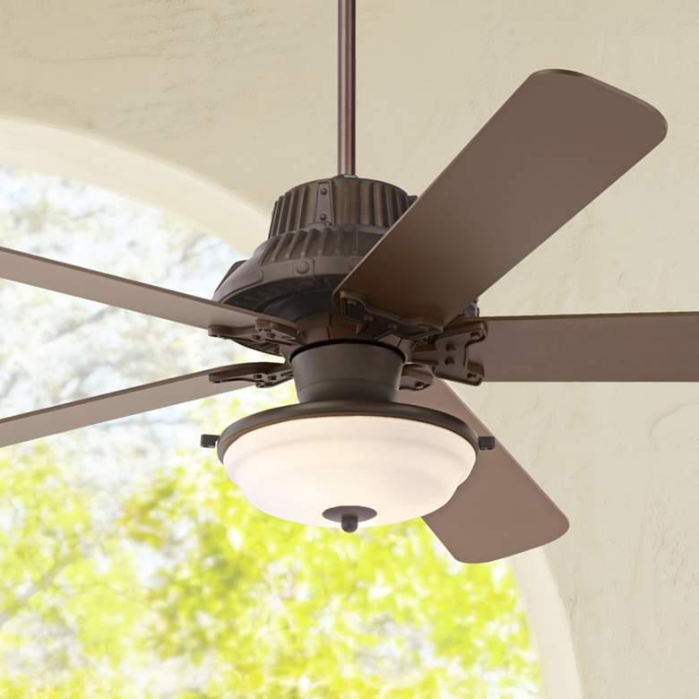 Image 1 60 inch Industrial Forge Frosted Glass Outdoor Ceiling Fan