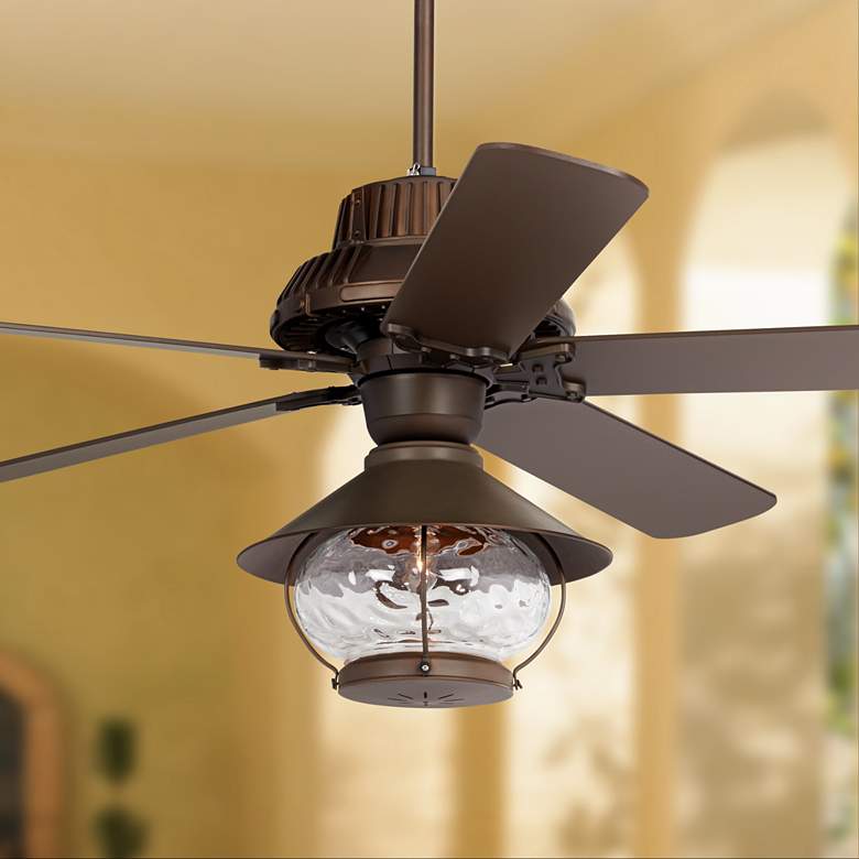 Image 1 60" Industrial Forge Tropical Lantern Damp LED Ceiling Fan
