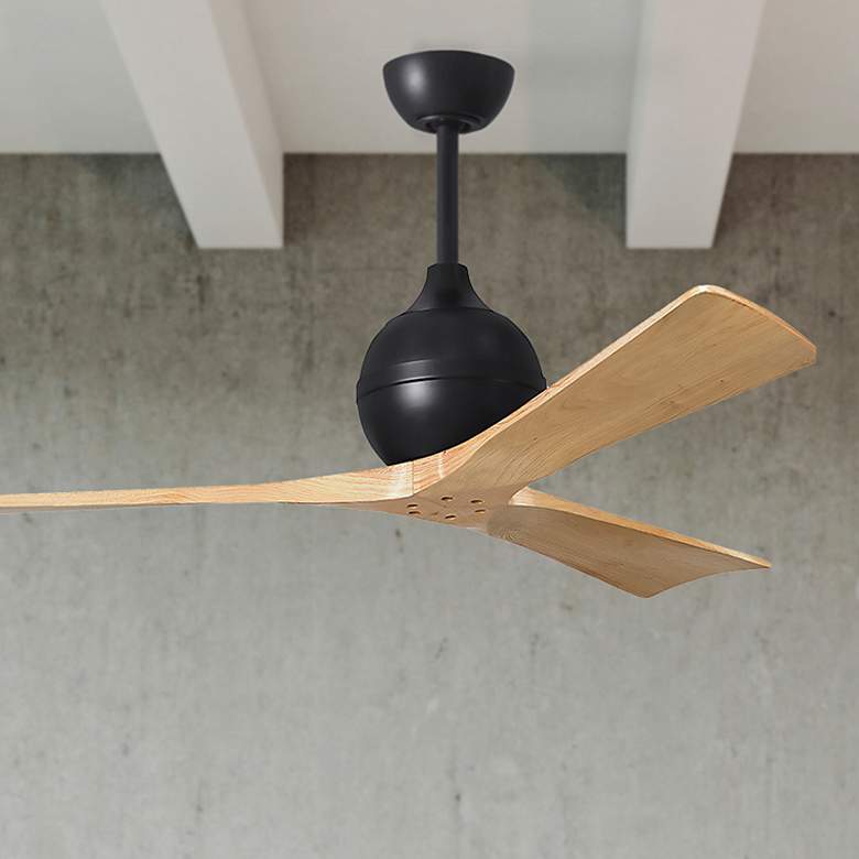 Image 1 60" Irene-3 Matte Black and Light Maple Ceiling Fan