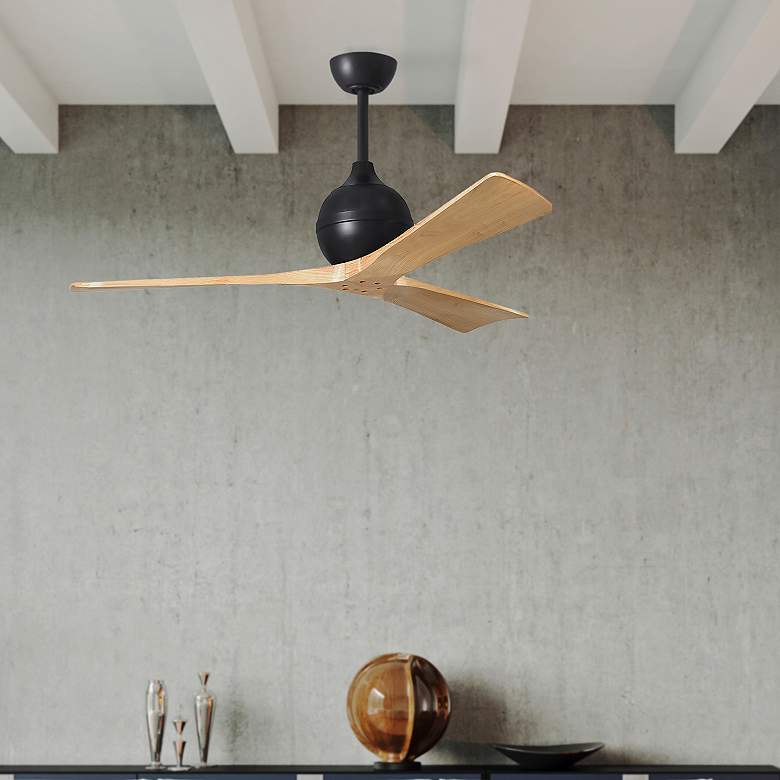 Image 3 60" Irene-3 Matte Black and Light Maple Ceiling Fan more views